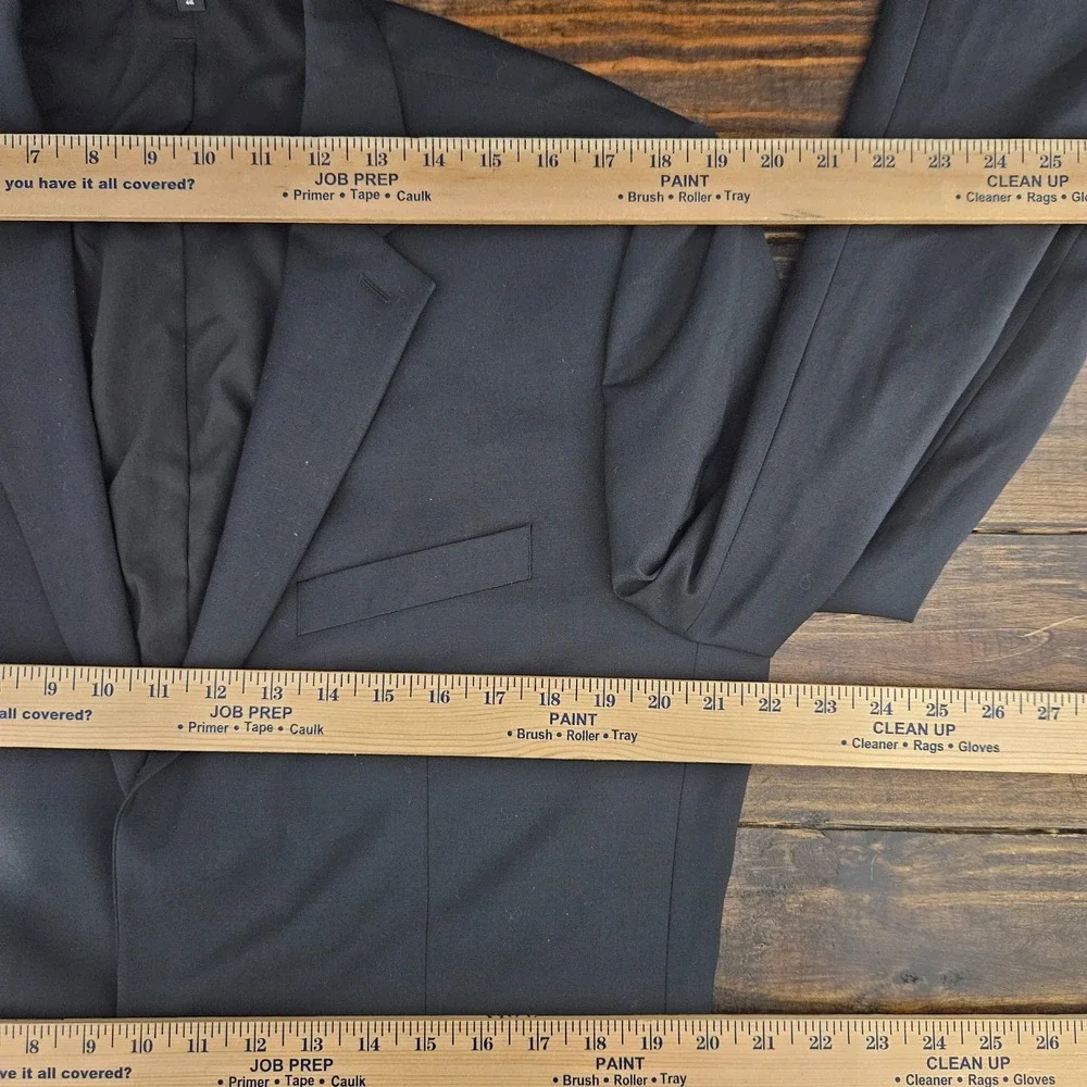 Express Men's Sport Coat Blazer Two Button Black Wool Spandex Extra Slim 44L‎